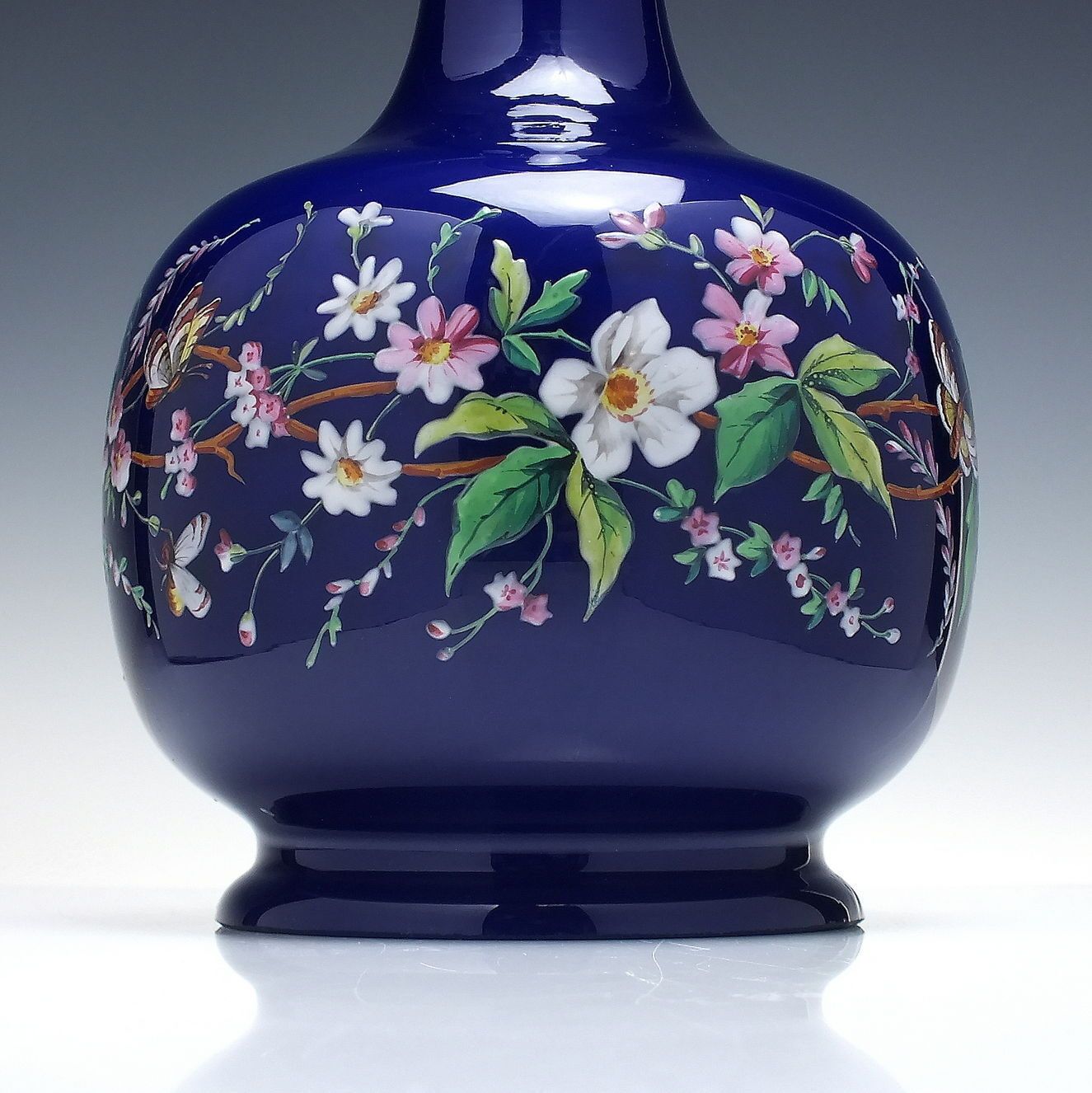Rare Pair Large Japanese Enamelled Glass Insense Burner Vases C1900 photo vinterior