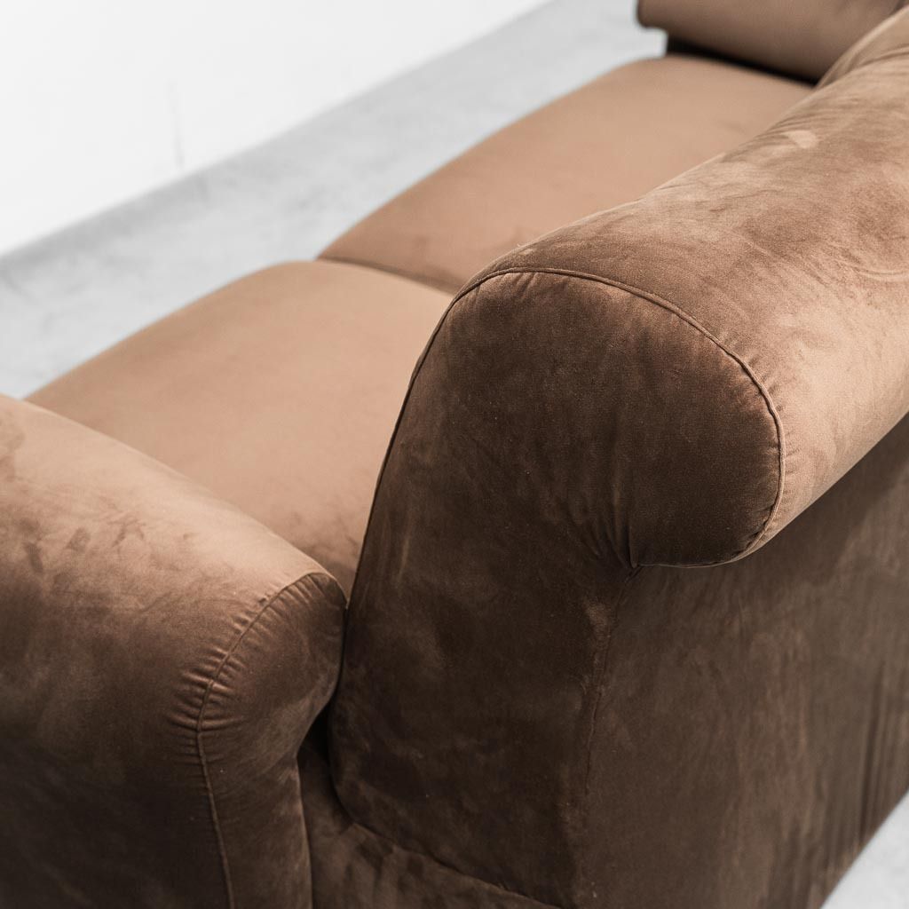 Furniture 2 Seater Modular Sofa In Brown Velvet 70s Vintage Modernism photo