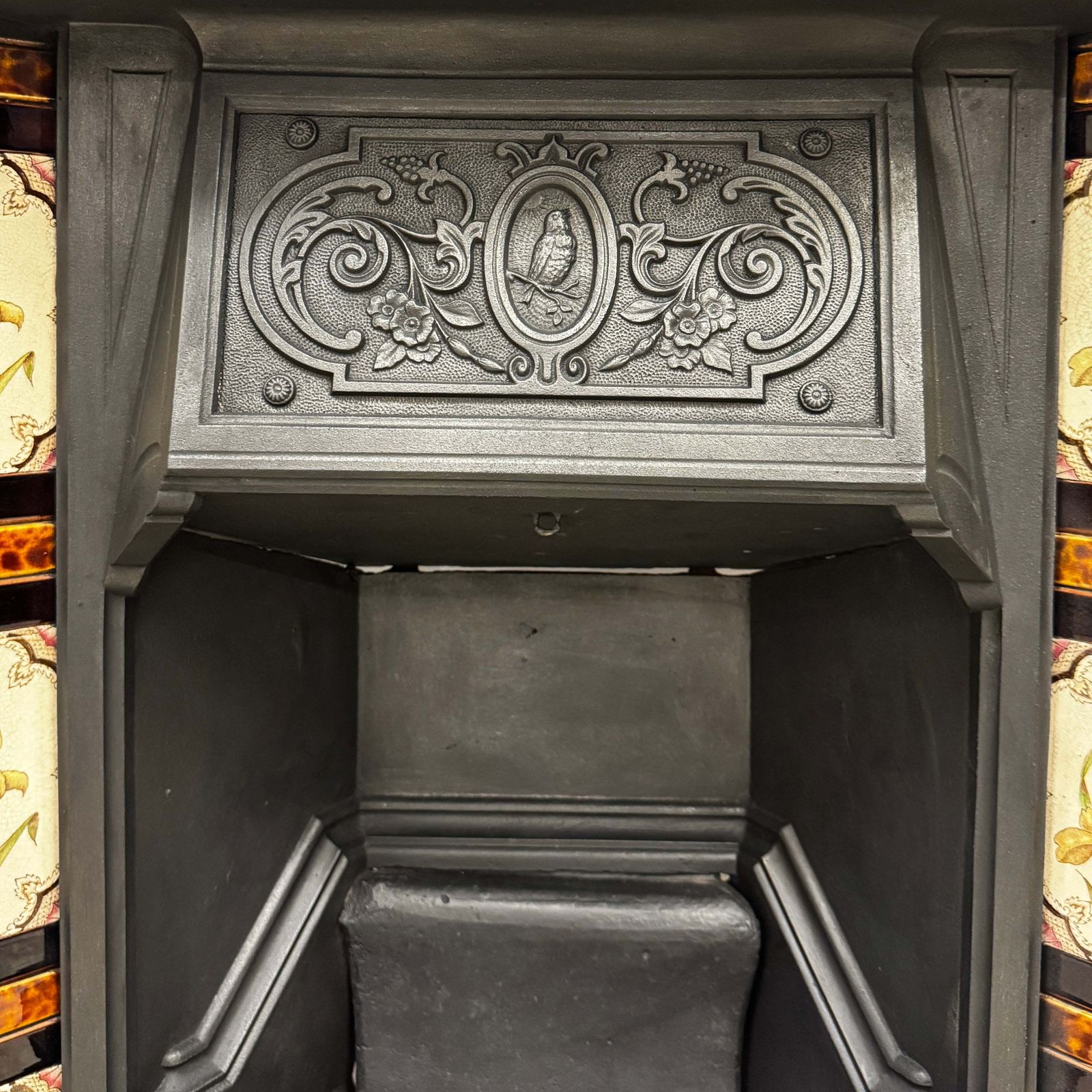 Antique Victorian Tiled Cast Iron Combination Fireplace photo furniture