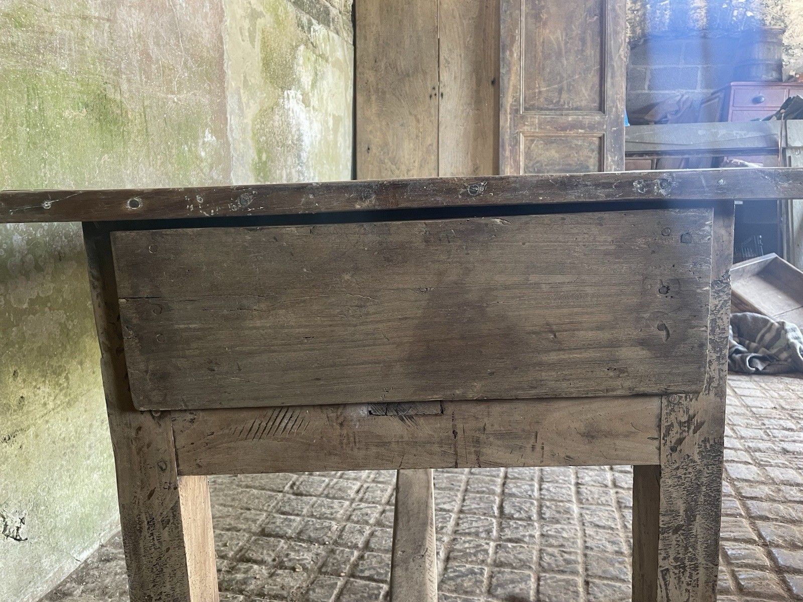 1750.0 Antique French Farmhouse Rustic Refectory Kitchen Table. photo
