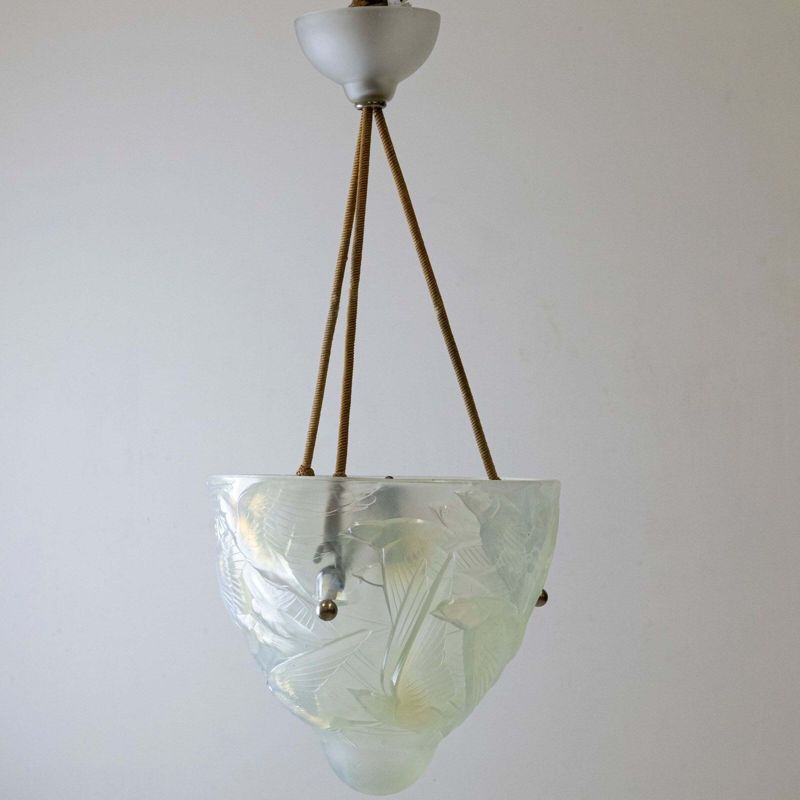 Antique Henri Dieupart Abstract Art Deco Bird Bowl Pendant Light photo 2200.0