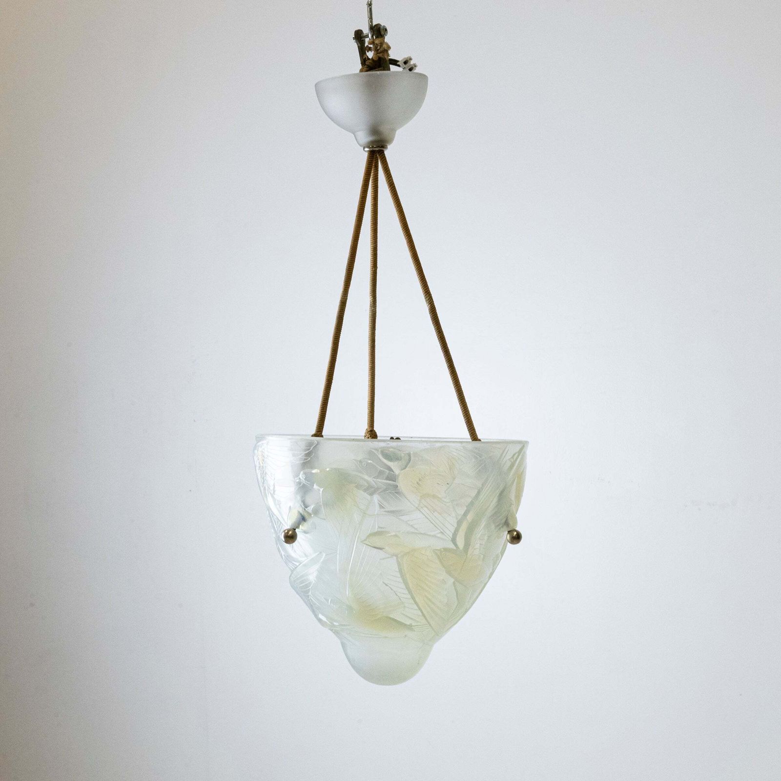 Antique Henri Dieupart Abstract Art Deco Bird Bowl Pendant Light photo vinterior