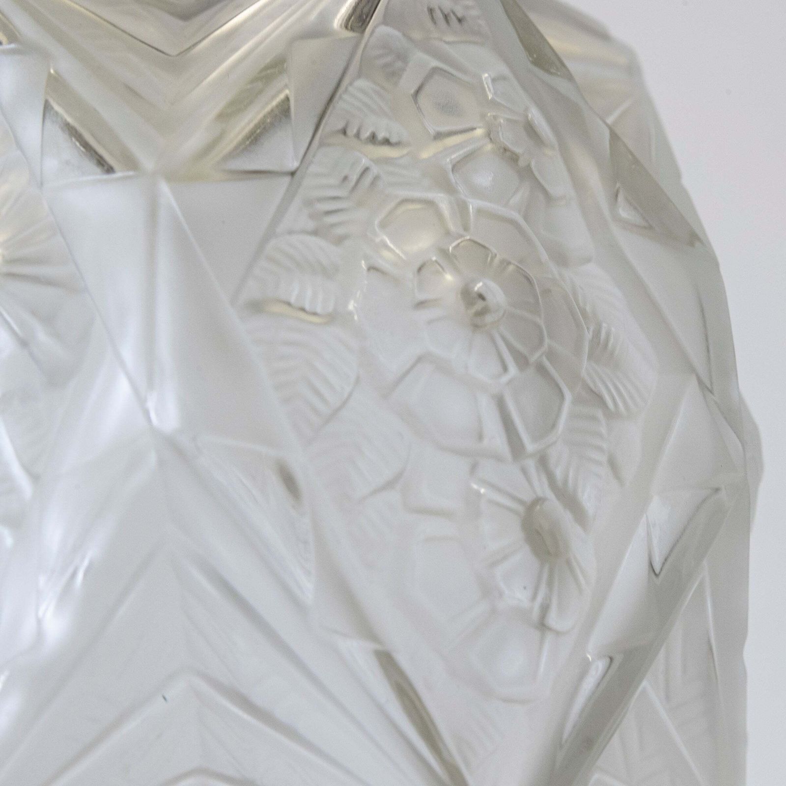 French Art Deco Pendant Light | Frosted Glass With Florals photo 2200.0