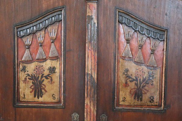 Antique Tyrolen Wardrobe In Pine, 1800s photo vintage