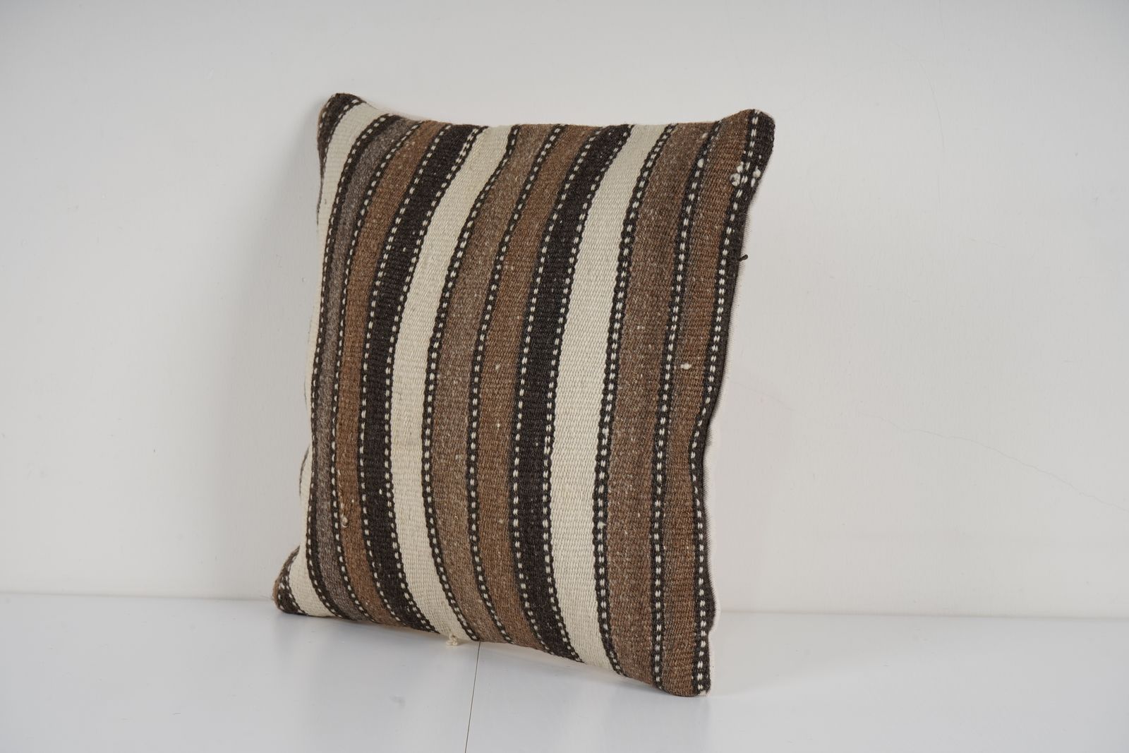 Bohemian Striped Turkish Kilim Pillow Rustic Wool Pattern   Handcrafted Decor photo furniture
