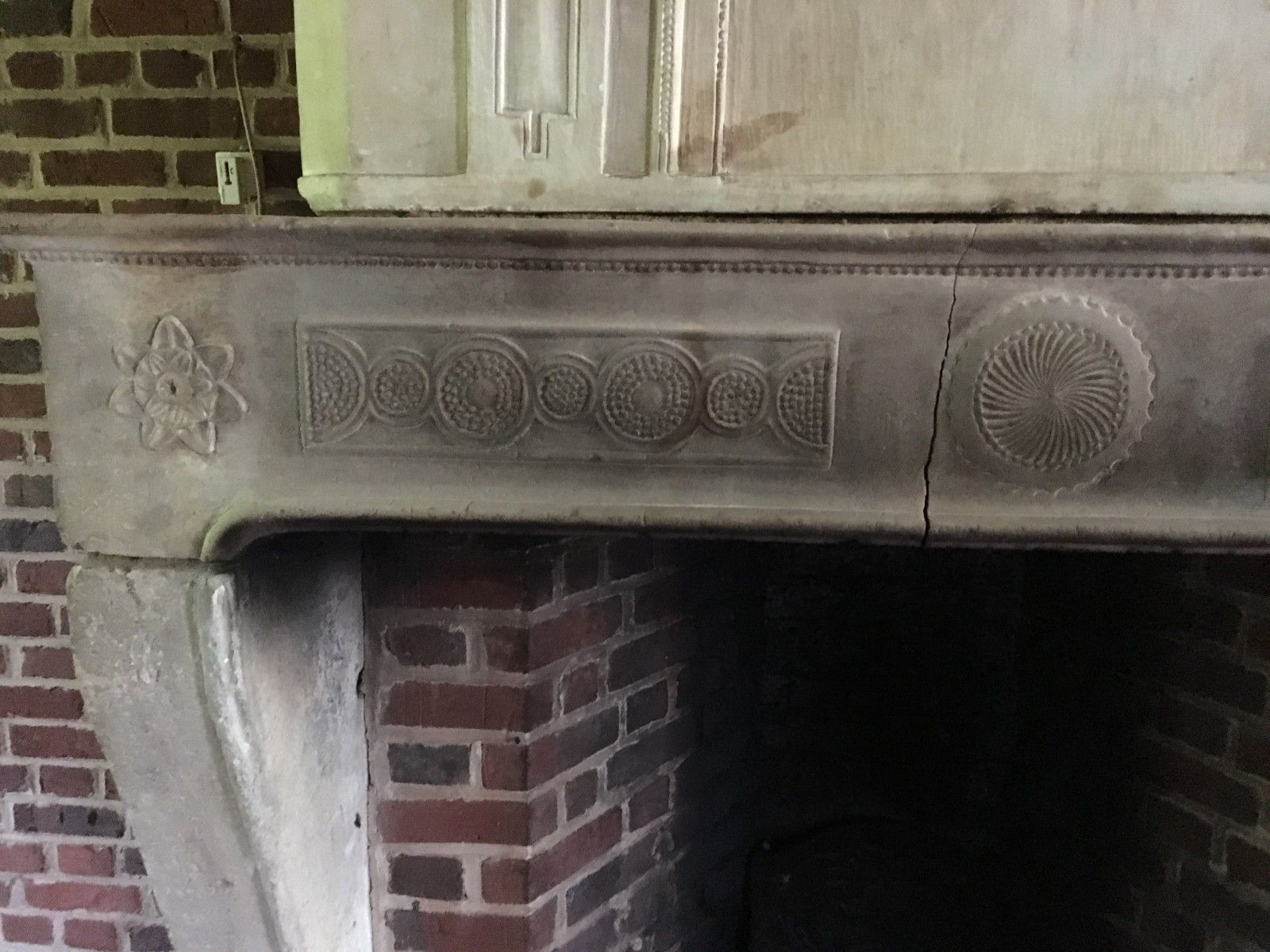 Burgundy Stone Fireplace Stone Trumeau Fireplace Antique Fireplace photo for sale