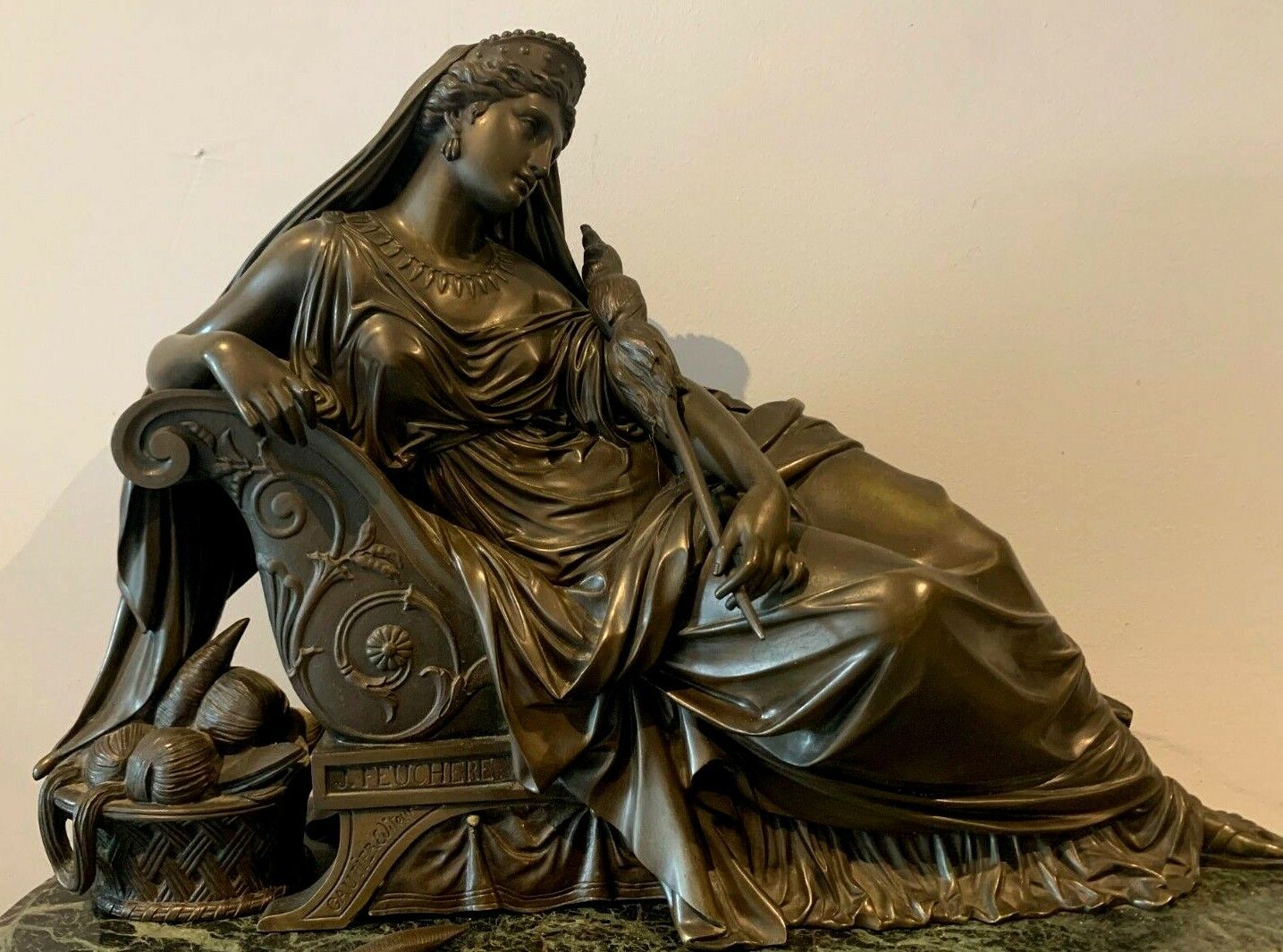Imposante Pendule En Bronze Et Marbre J Feuchere éditeur Gauthier XIX Siècle photo 6598.13