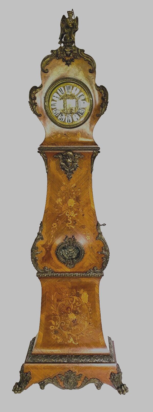 Louis XV Style Inlaid Beach Wood Regulator 20th Century
