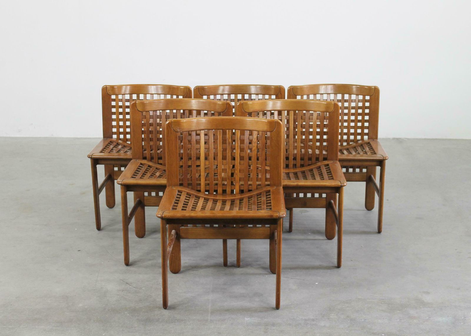 Titina Ammannati & Giampiero Vitelli Six Transenna Chairs By Pozzi And Verga 70s photo for sale