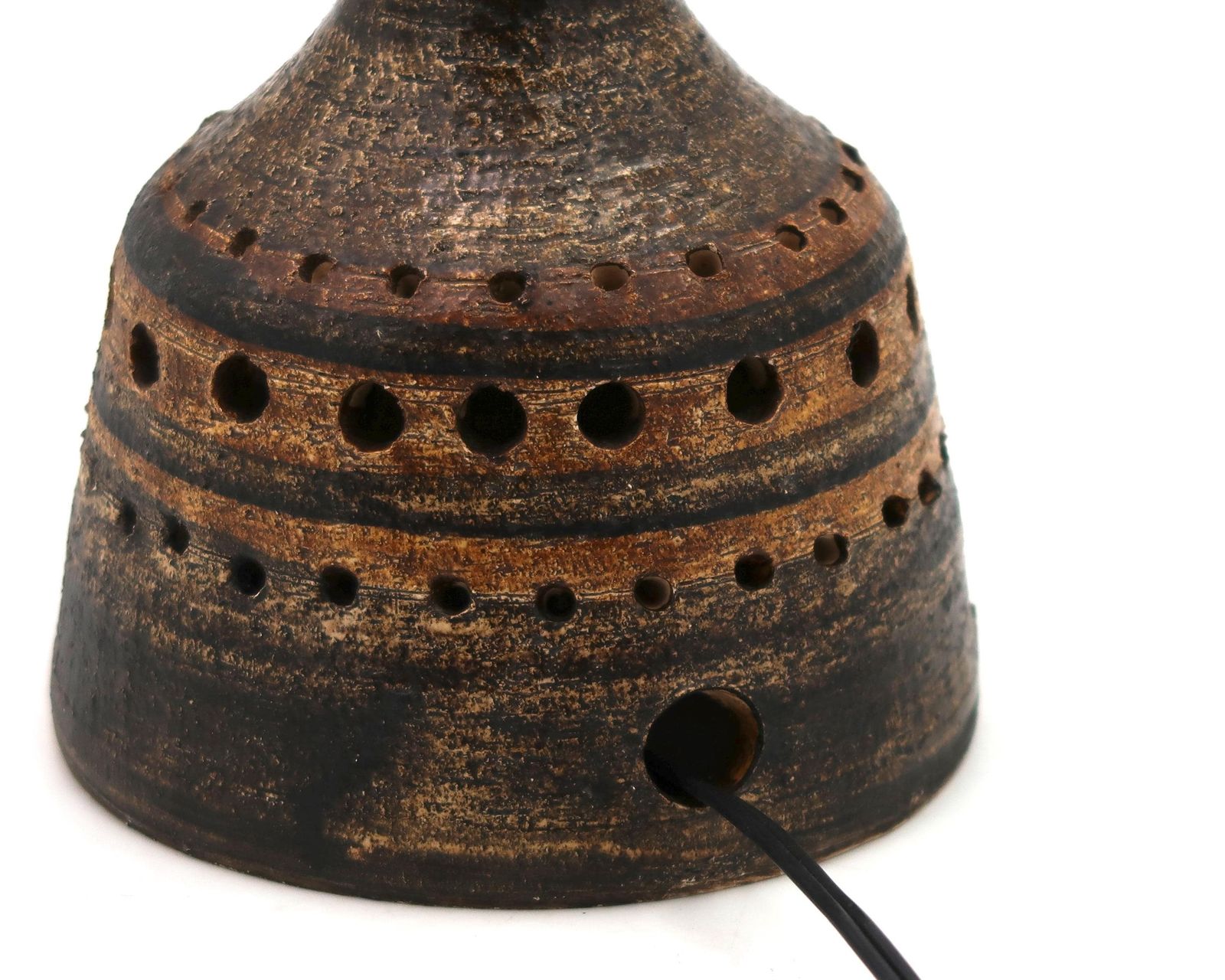 French Brown Ceramic Table Lamp By Georges Pelletier, 1950s / Vintage, Design, France photo Lighting