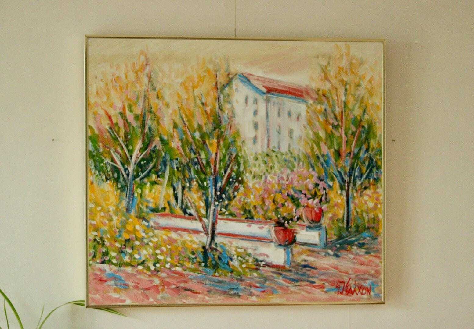 Original Swedish Oil On Canvas "Motif At Polcastro, Campagna Italy" By Gunnar Ingemar Erixon – Vintage & Framed | 66 × 59 Cm / 26 × 23.2 In photo for sale