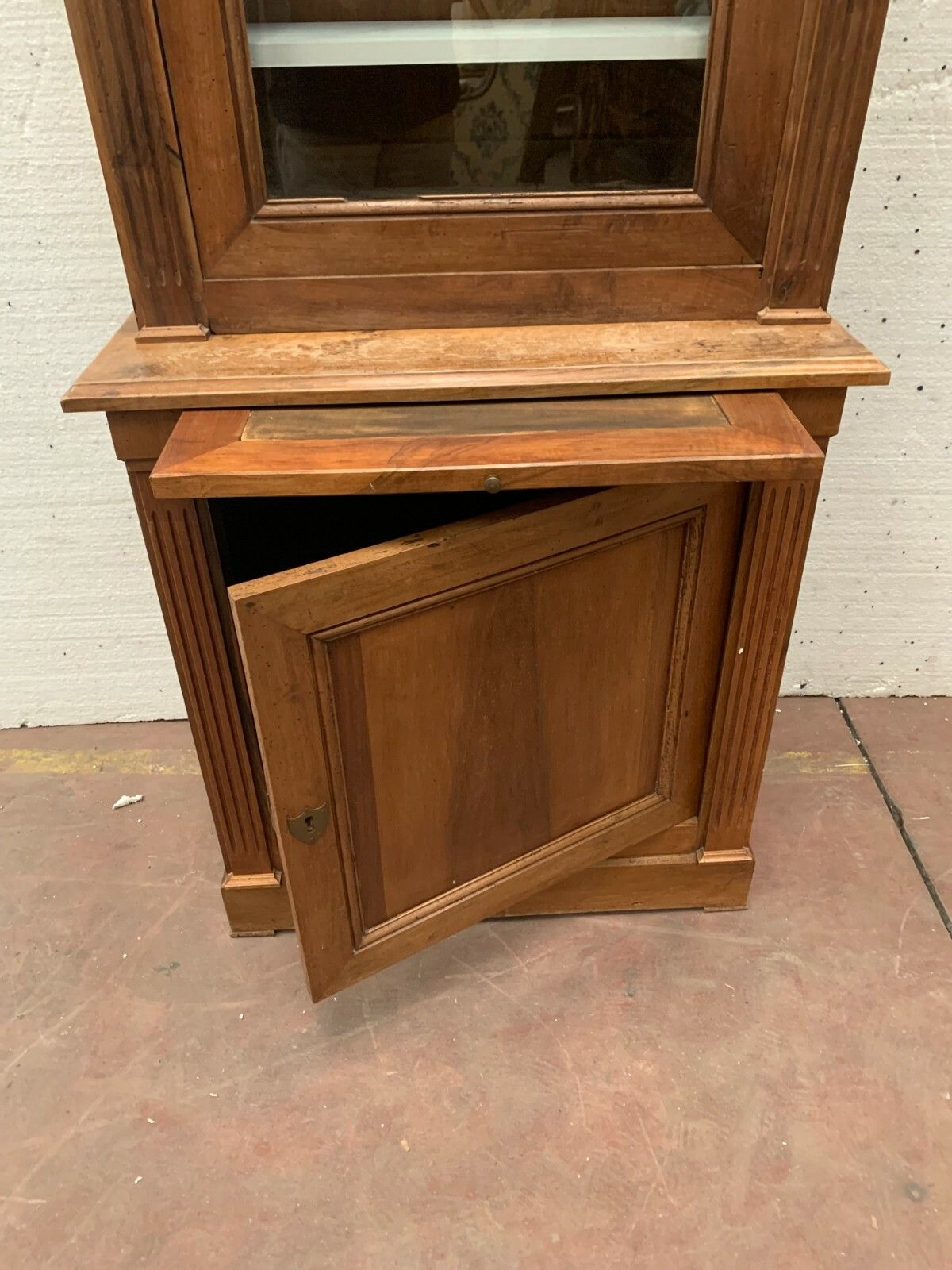 20th Century Solid Walnut Directory Style Two Body Display Case photo vintage