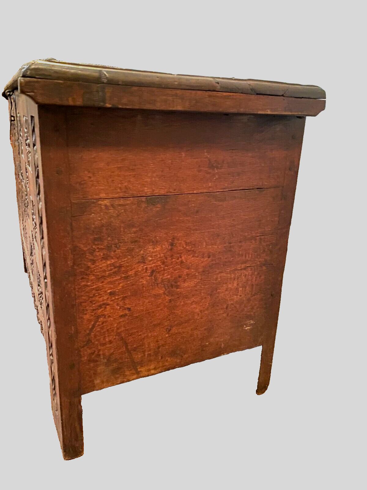 Antique Renaissance Style Carved Oak Chest 18th Century photo 960.75