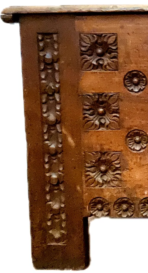 Furniture Antique Renaissance Style Carved Oak Chest 18th Century photo