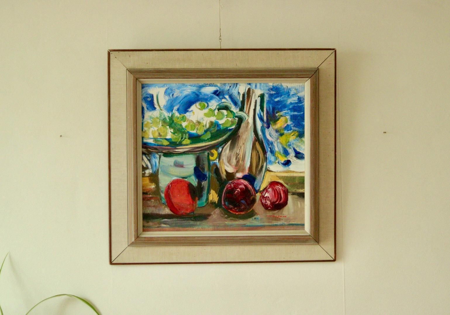 Original Swedish Oil On Panel – Still Life By Martin Sjöblom – Vintage & Framed, 52 X 50 Cm (20.5 X 19.7 In) photo furniture
