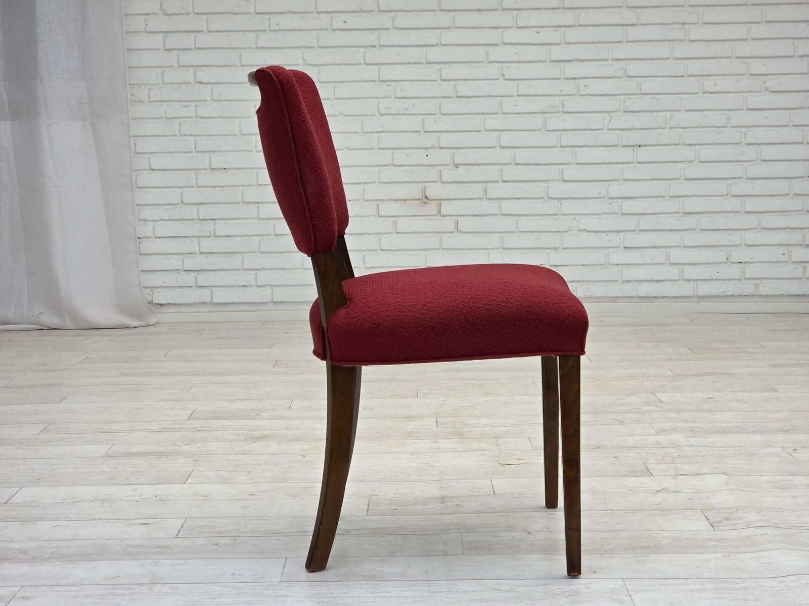 photo buy Jaren 1960, Set Van 6 Deense Eetkamerstoelen Van Slagelse Møbelværk, Meubelwol, Beukenhout.