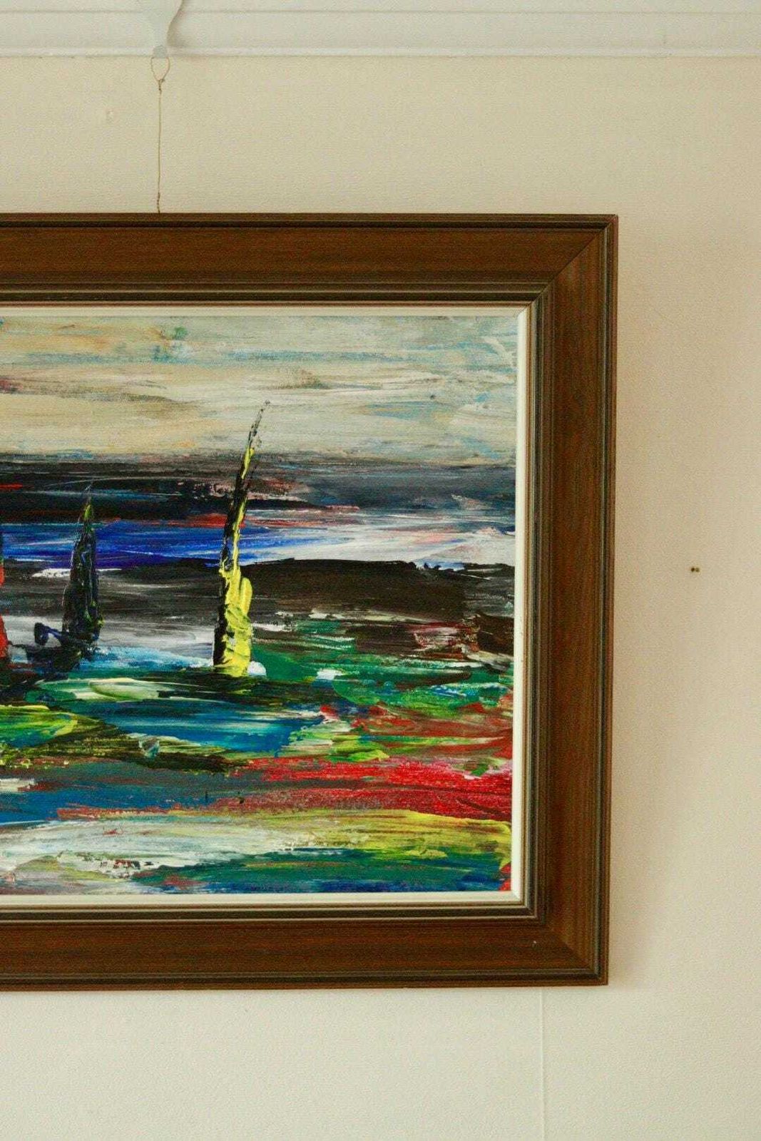 Original Mid Century Swedish Oil On Canvas Painting "östersund" By Nils Nilsson – Vintage & Framed | 58 × 49 Cm / 22.8 × 19.3 In photo vinterior