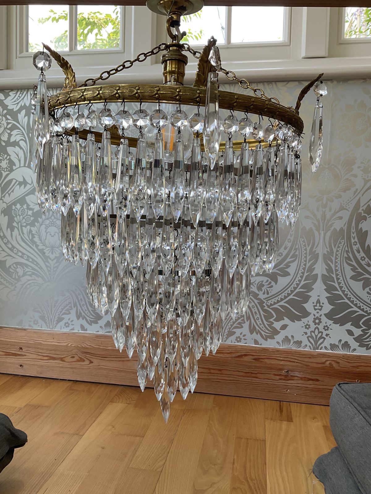 Art Deco Five Tier Crystal Glass Chandelier photo 600.0