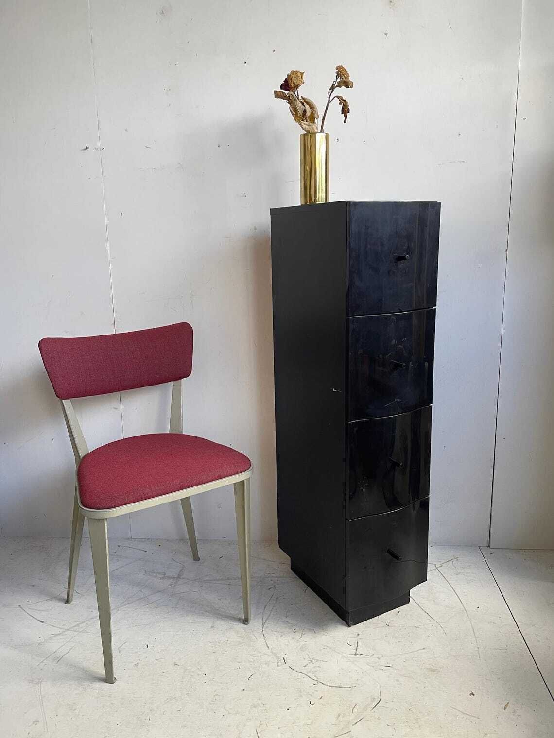 Vintage Vajer Wavy Curvy Tallboy Chest Of Drawers In Black By Jelinek For Ikea In Mid 90s photo furniture