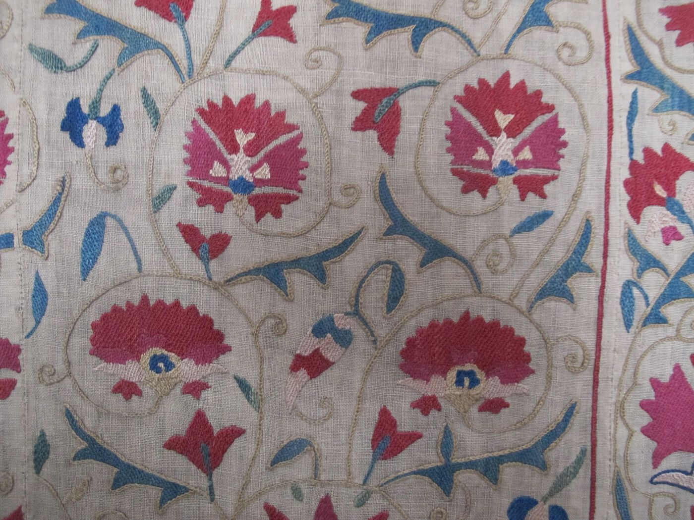 Miniature Silk Embroidered Suzani, Uzbekistan, Circa 1850, 1.38m X 1.08m photo vinterior
