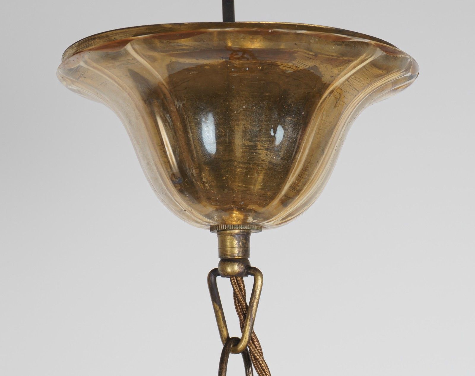 Vintage 1960s Murano 5 Arm Ribbed Gold Topaz Glass Chandelier Lamp – Rewired photo buy