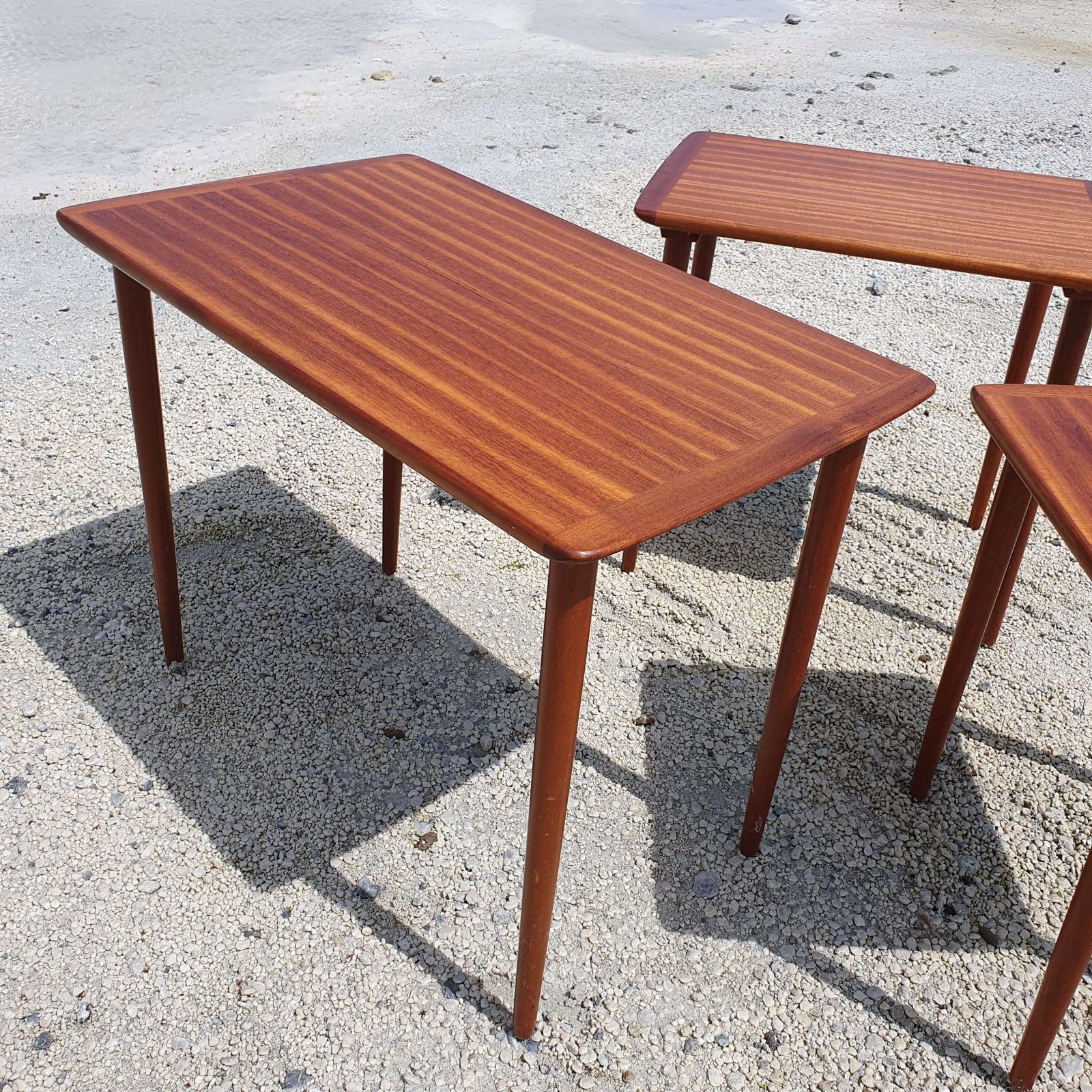 "Torpe Mobelfabrikk" Of Norway. A Teak Nest Of Three Tables. 1960s. photo vintage