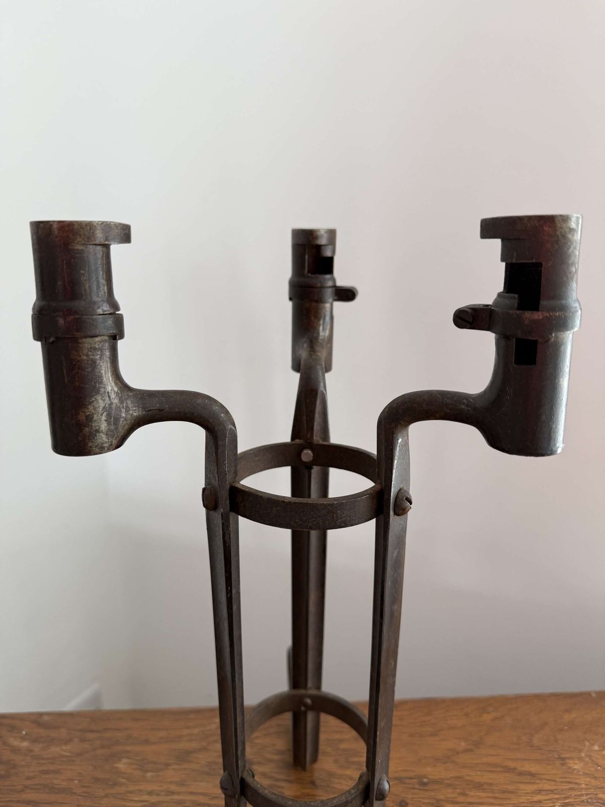 Pair Of Trench Art Candlesticks , American Bayonets photo for sale