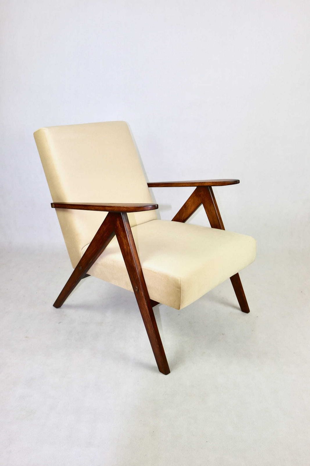 Furniture Vintage Armchair B 310 Var Beige Light Brown Velvet   2 Pieces Available photo