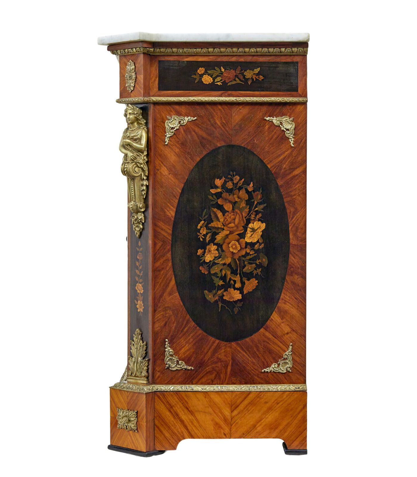 19th Century Louis XVI Style Ormolu Mounted Marquetry Side Cabinet photo furniture