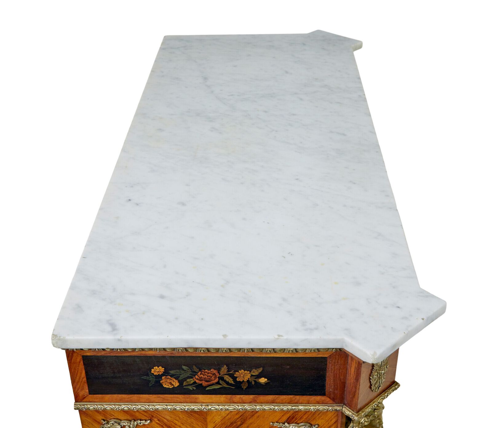 photo for sale 19th Century Louis XVI Style Ormolu Mounted Marquetry Side Cabinet
