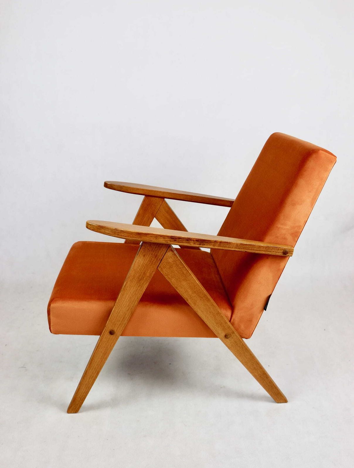 Vintage Armchair Var B 310 Orange Velvet Fabric   2 Pieces Available photo Furniture