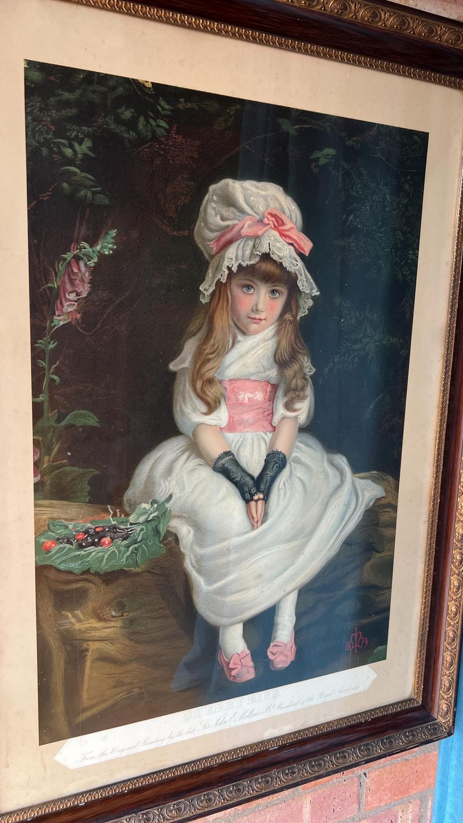 Pair Of Antique Victorian Hand Pulled Lithographs “Cherry Ripe” And “Bubbles”   C. 1800’s, Framed & Glazed photo vintage