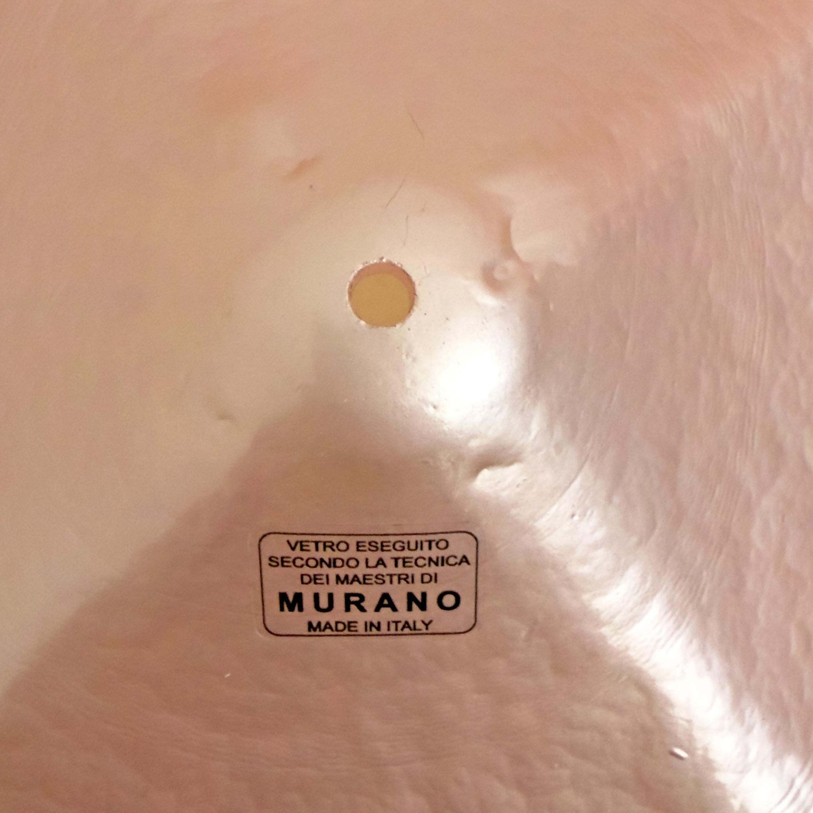photo for sale Pair Of Modern Murano Artistic Glass Pearly Pink And Brass Sconces