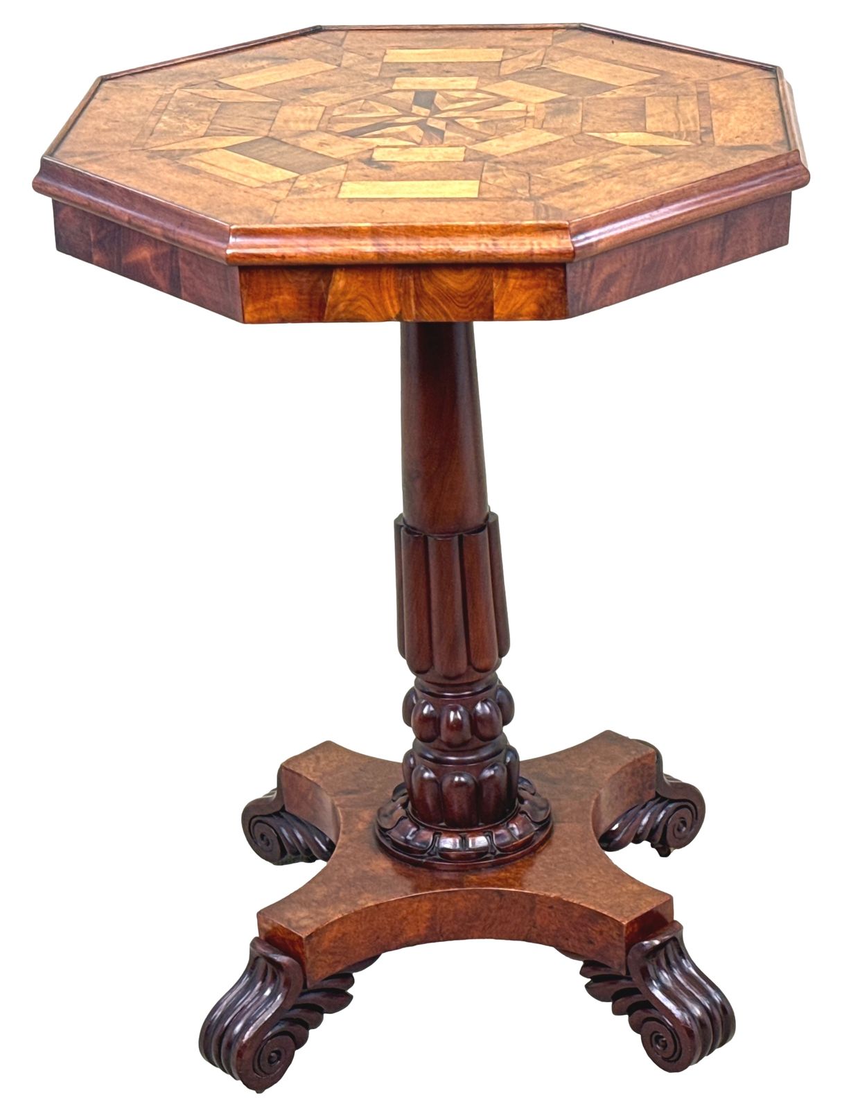 Furniture 19th Century Specimen Wood Top Occasional Table (England, Circa 1840) photo