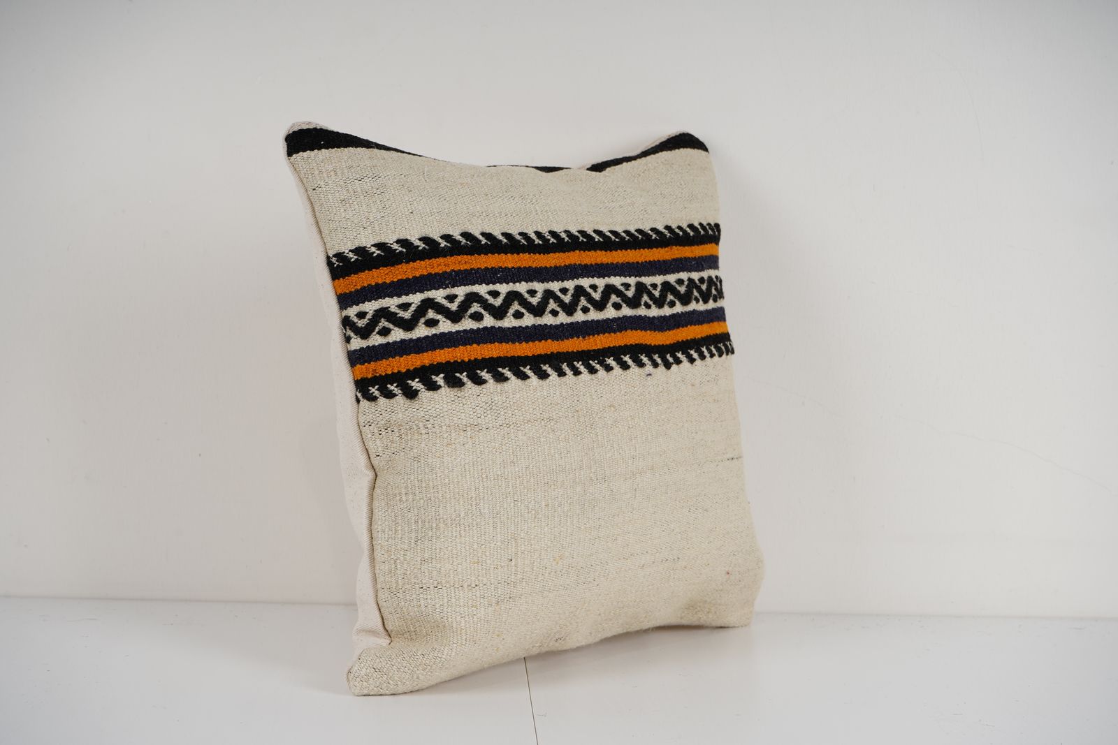Traditional Turkish Hemp Decorative Kilim Pillow, Anatolian Striped Square Kilim Pillow Cover photo furniture