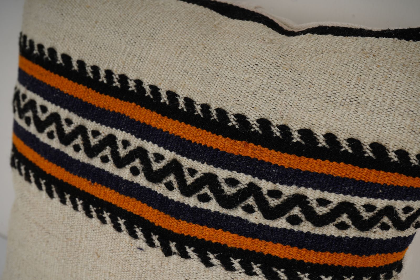 Traditional Turkish Hemp Decorative Kilim Pillow, Anatolian Striped Square Kilim Pillow Cover photo for sale