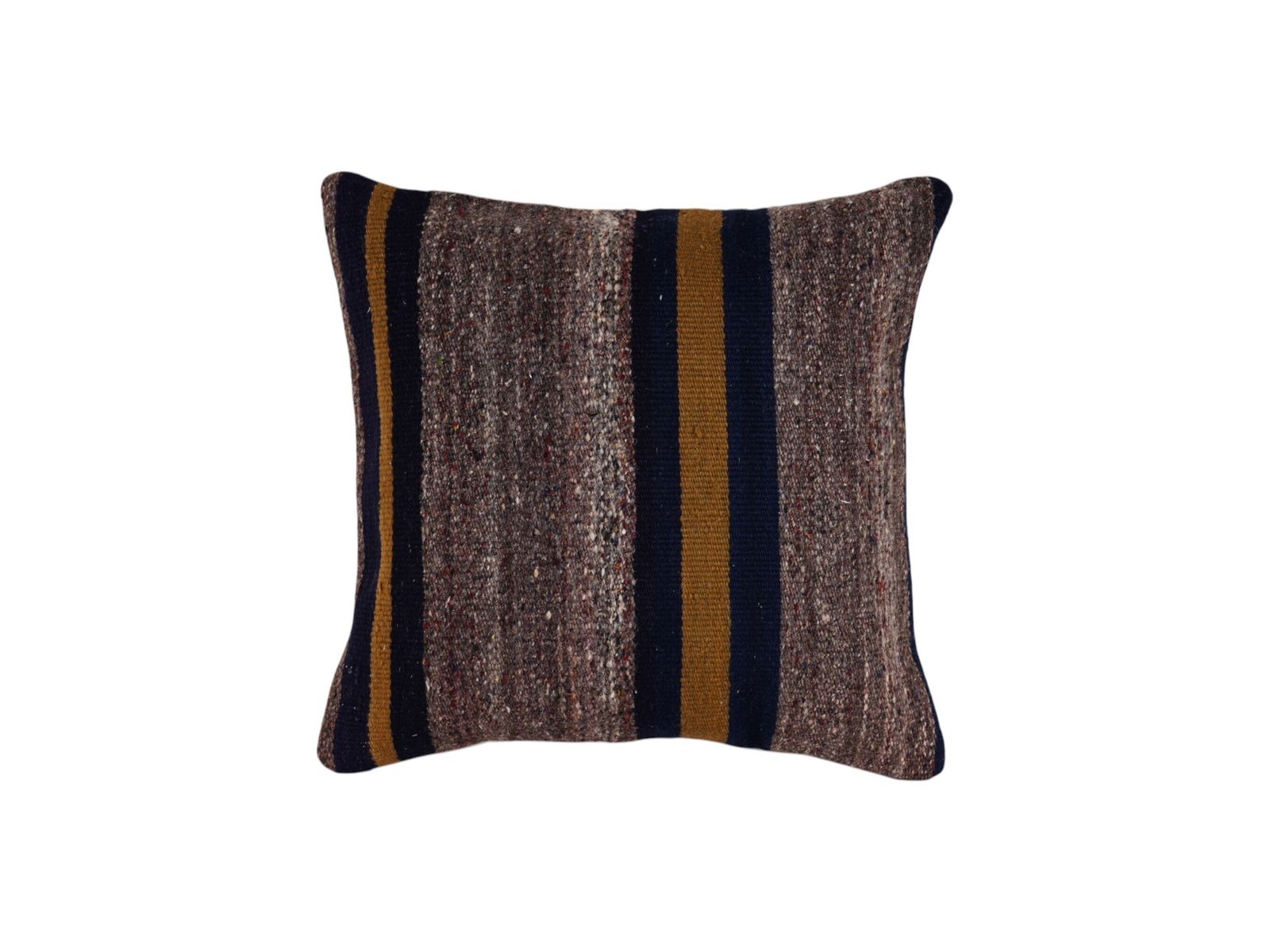 Striped Design Turkish Anatolian Kilim Pillow Cover, Square Decorative Organic Wool Pillow, Home Decoration Cushion