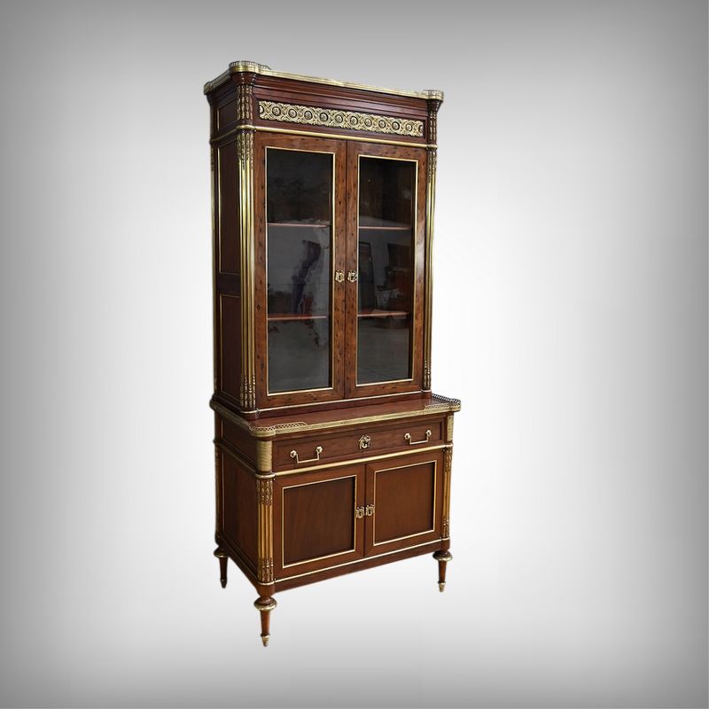 Mahogany Library Scriban, Louis XVI Style – Mid 19th Century
