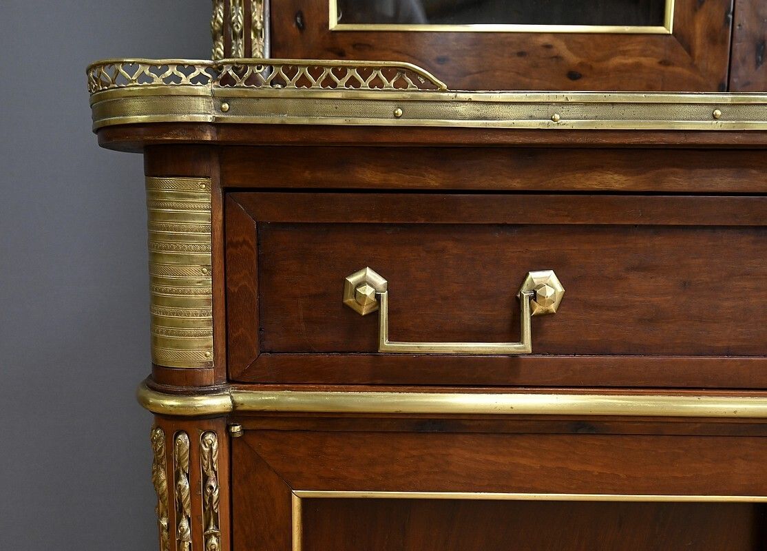 photo vinterior Mahogany Library Scriban, Louis XVI Style – Mid 19th Century