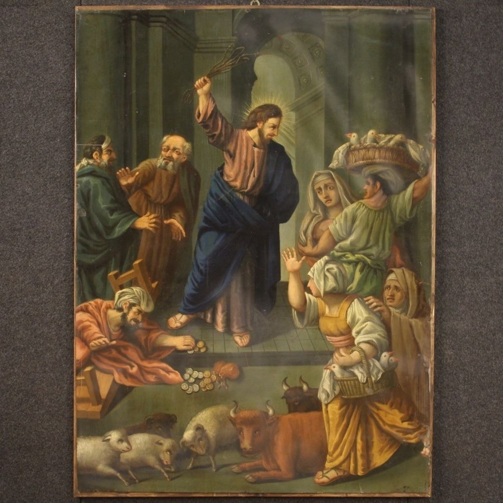 Religious Painting Oil On Copper From The 19th Century