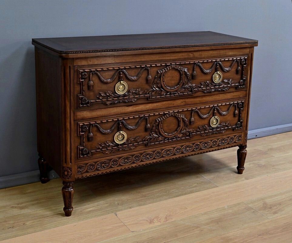 Walnut Chest Of Drawers, Louis XVI Style – Mid 20th Century photo for sale