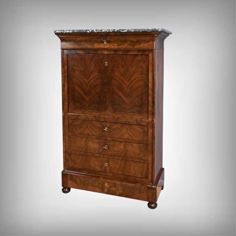Mahogany And Burl Mahogany Secretary, Restoration Period – Part 1 Of The 19th Century photo furniture