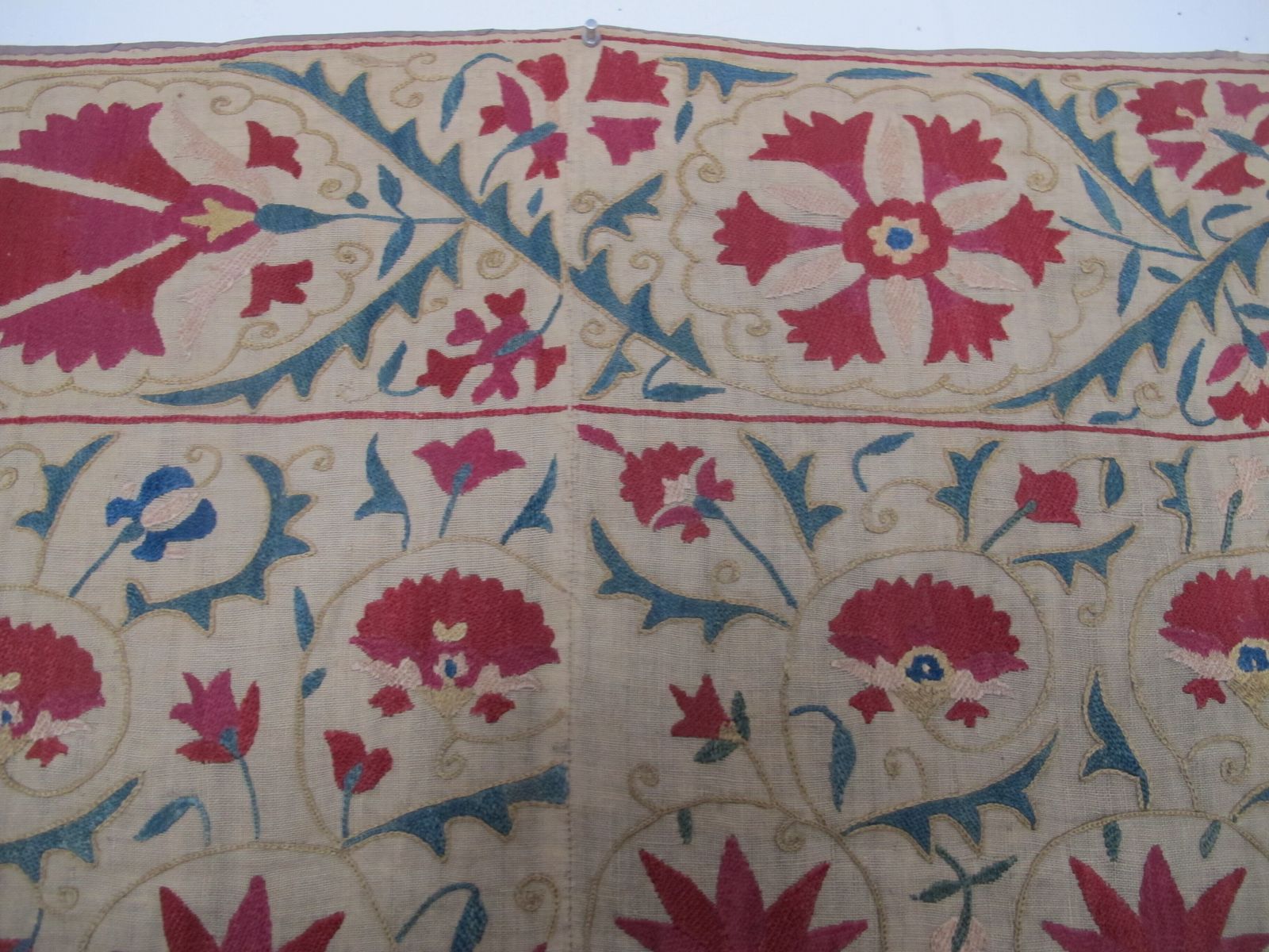 photo for sale Miniature Silk Embroidered Suzani, Uzbekistan, Circa 1850, 1.38m X 1.08m
