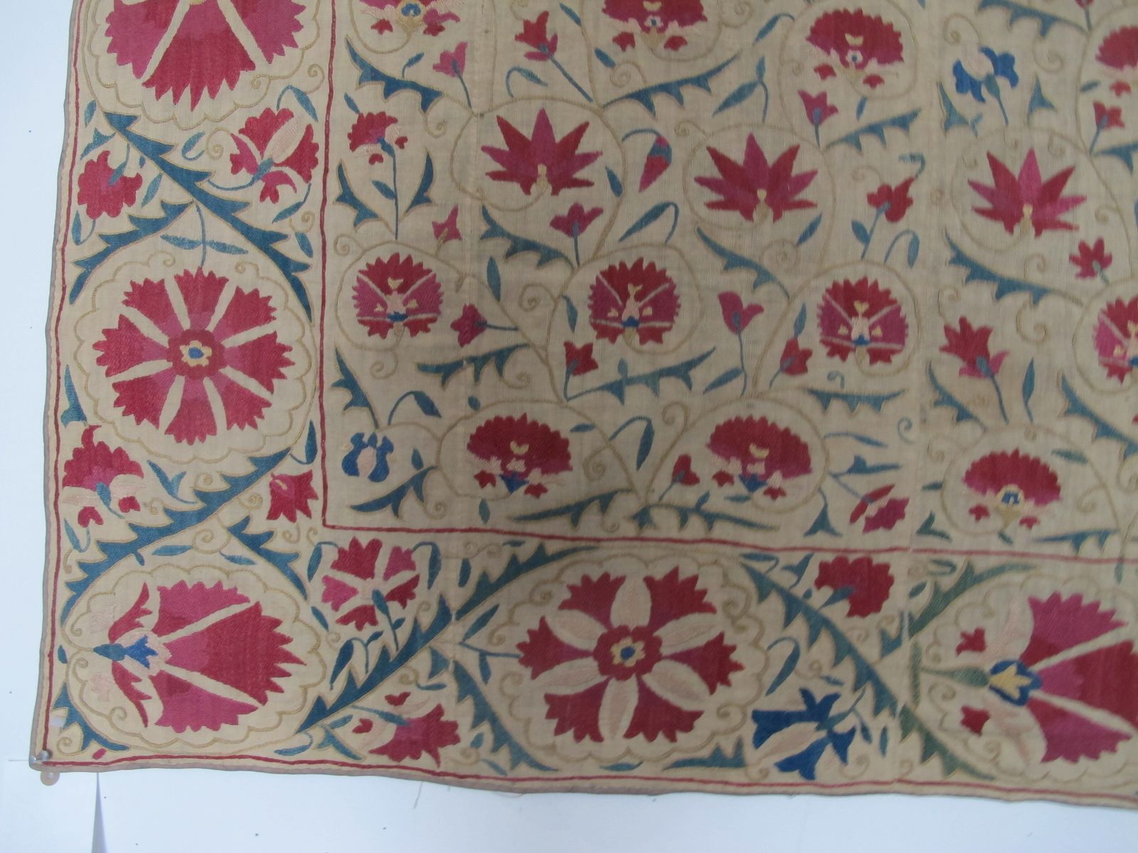Textiles Miniature Silk Embroidered Suzani, Uzbekistan, Circa 1850, 1.38m X 1.08m photo