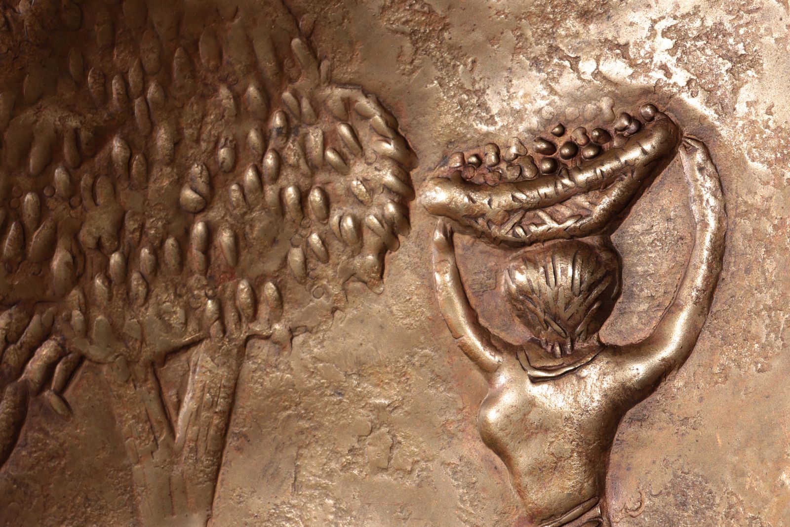 Sculptural Hammered Copper Mirror Attributed To Angelo Bragalini" photo Home Decor