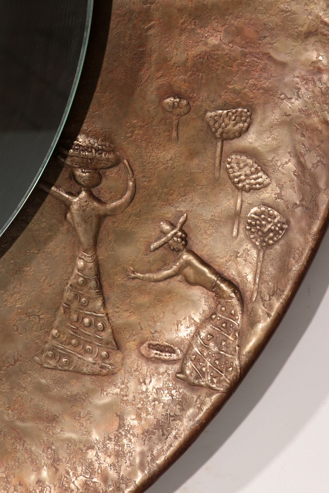 Sculptural Hammered Copper Mirror Attributed To Angelo Bragalini" photo 2250.0