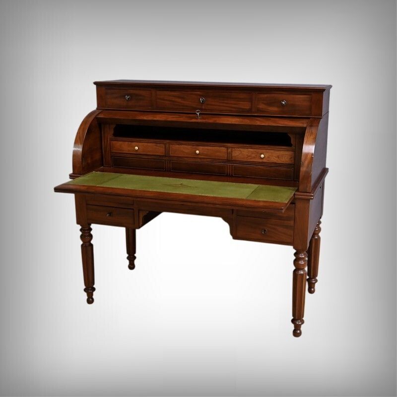 Mahogany Cylinder Desk, Restoration Period – Part 1 Of The 19th Century photo furniture