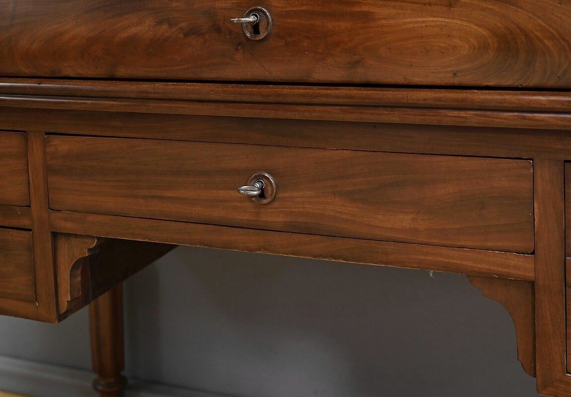 Mahogany Cylinder Desk, Restoration Period – Part 1 Of The 19th Century photo vintage