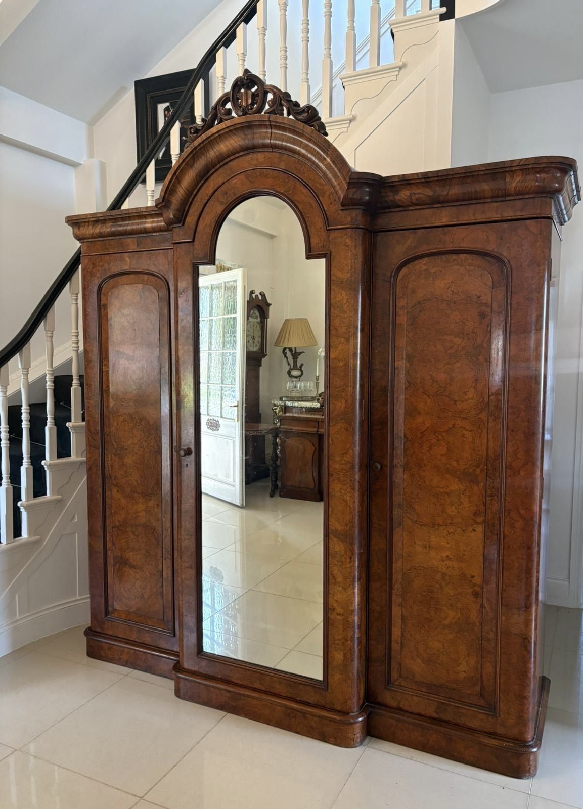 Outstanding Quality Large Antique 19th Century Burr Walnut Wardrobe photo furniture