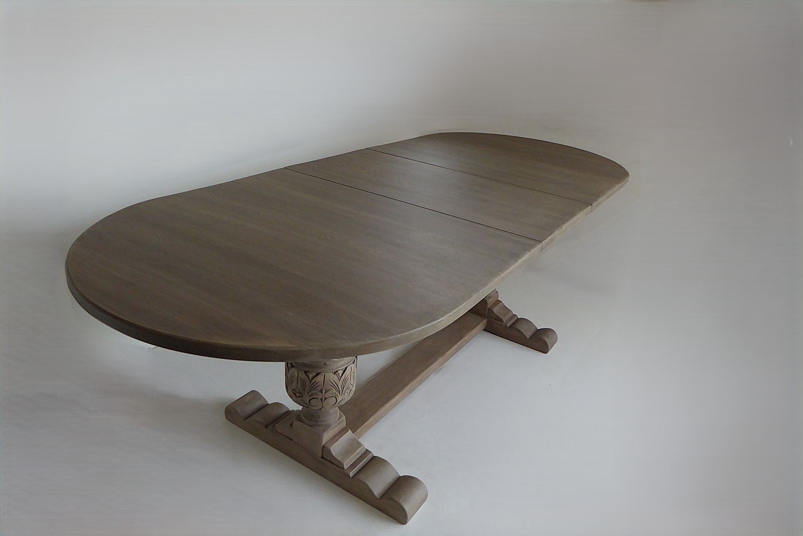 photo buy Antique Extending Weathered  Solid Oak Refectory Kitchen Dining Table 227 X 92 X 79 And Six Chairs